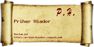 Priher Hiador névjegykártya